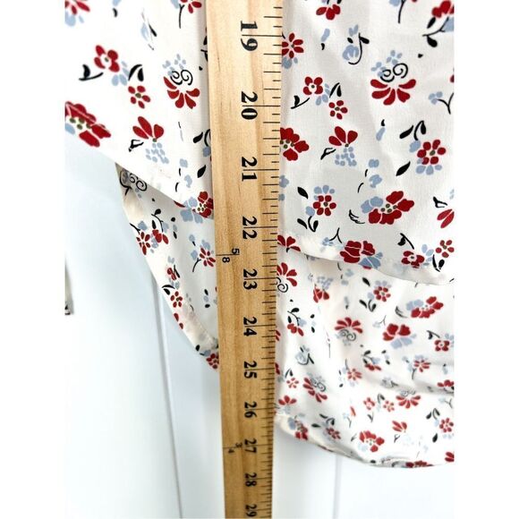 Veronica Beard Howell Floral-print Silk Ruffle‎ Top In White Blouse 4 $395 - Picture 11 of 14
